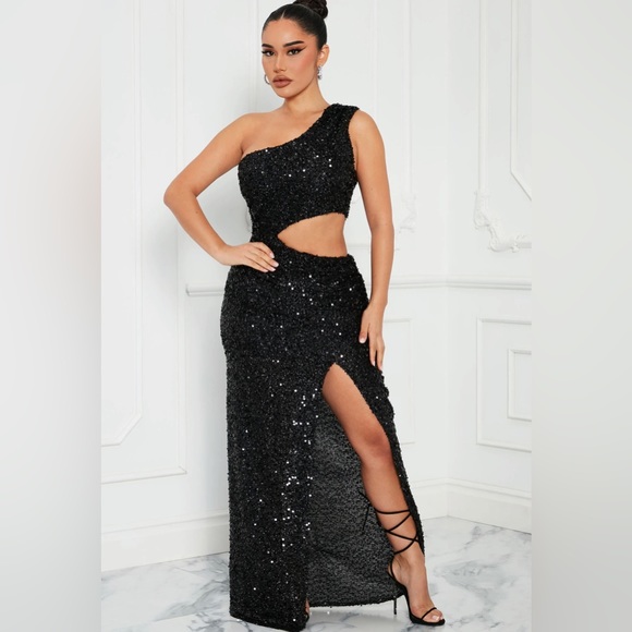 Black Sequin Dress Shoes Fashion Nova Dresses Nwt Fashion Nova Eden Sequin  Maxi Dress Medium Black Poshmark